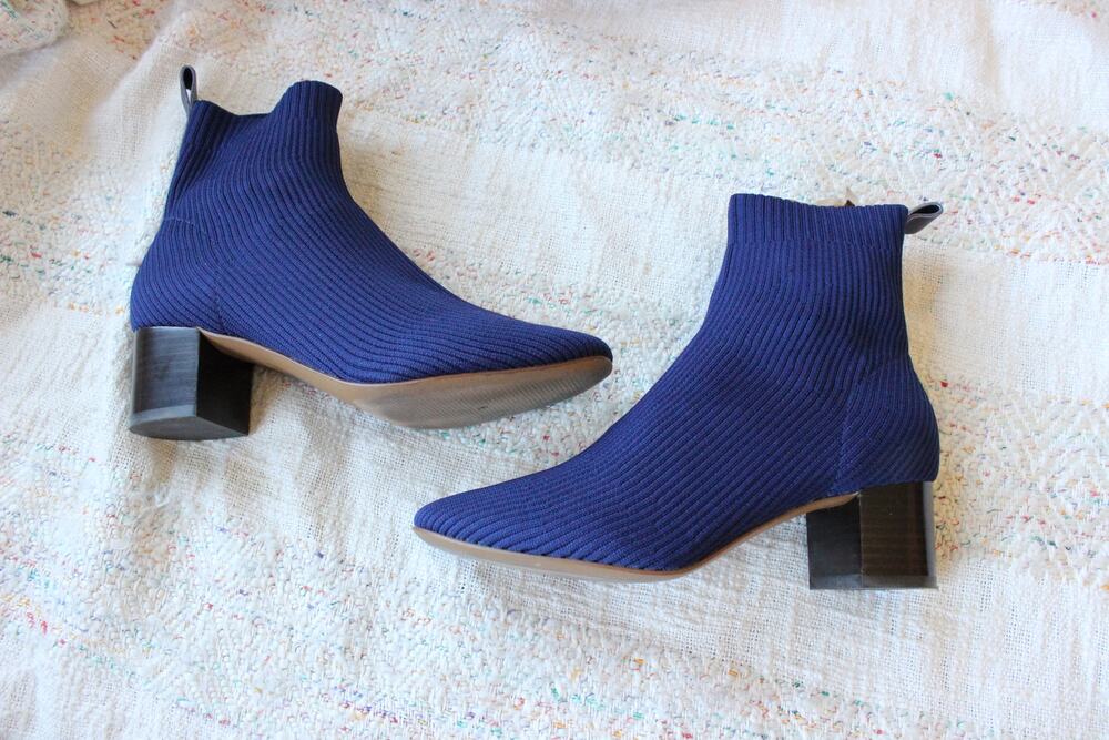Everlane Blue Glove Reknit Knit Ribbed Sock Boots Size 6